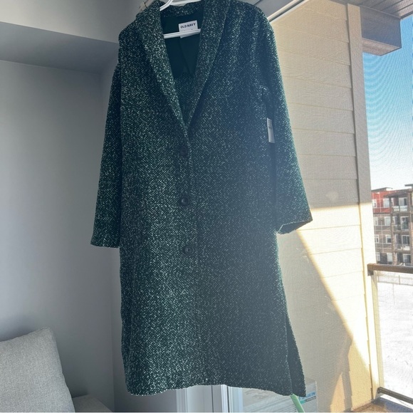 NWT Old Navy women's Relaxed Textured Overcoat for Women, XS, Green - Picture 3 of 12